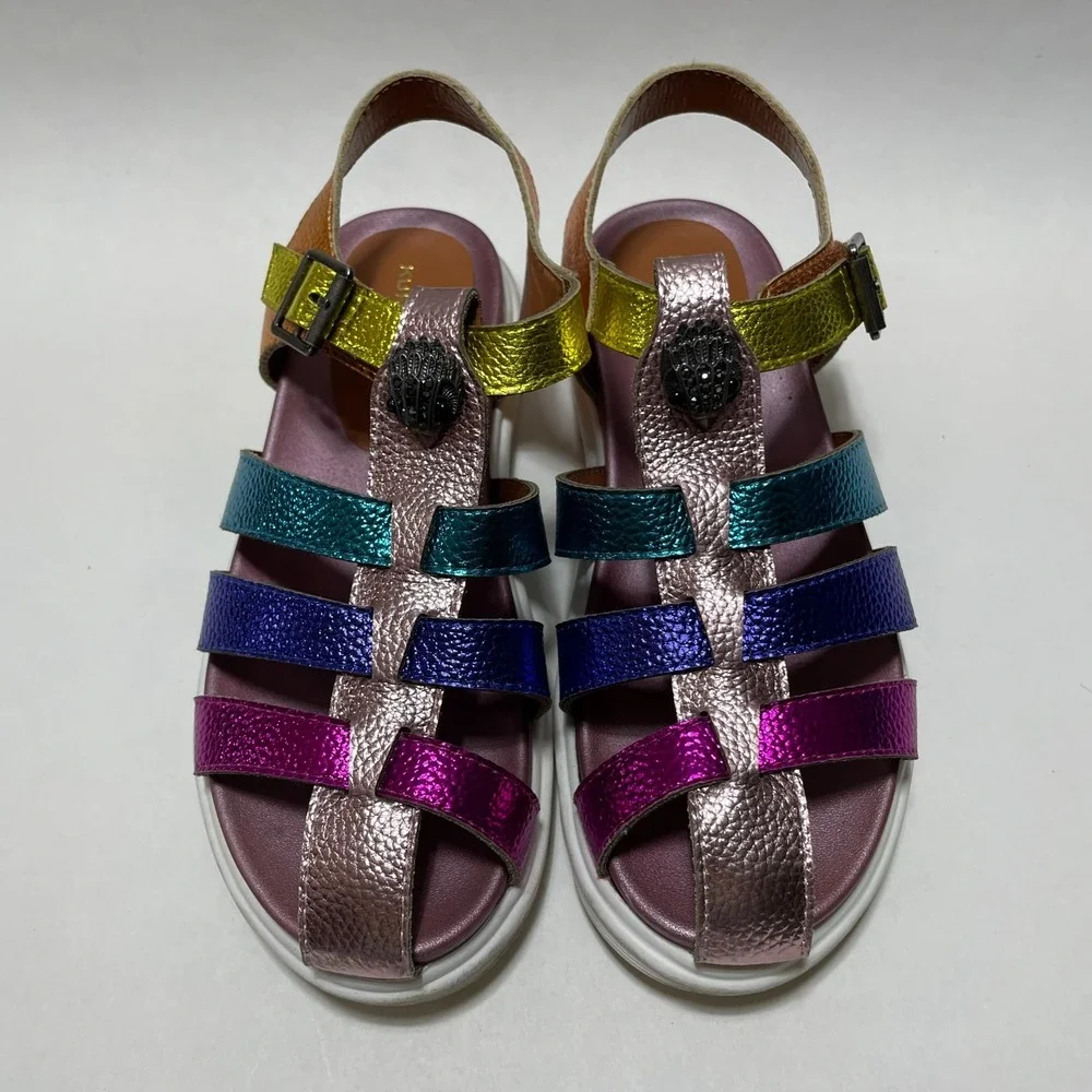 Kurt Geiger 3 London‎ Mini Fisherman Sandals Multicolor Rainbow Metallic Leather